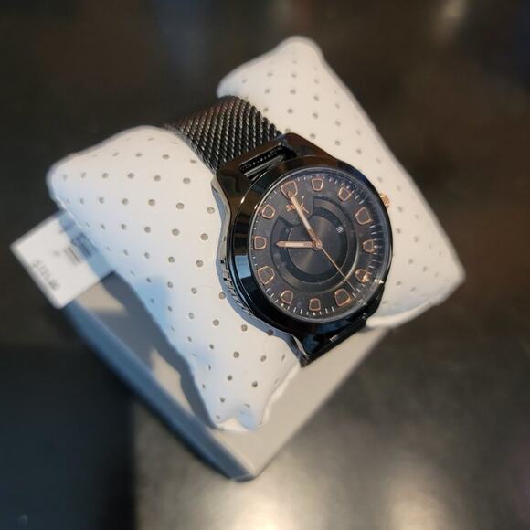 PUMA Women's Reset Three-Hand Date, Black-Tone Alloy Watch, P1010 Black Rose NEW - Picture 7 of 7